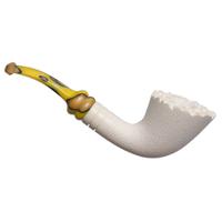 IMP Meerschaum Rusticated Bent Dublin with Silver (with Case and Churchwarden Stem)