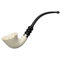 IMP Meerschaum Rusticated Bent Dublin with Silver (with Case and Churchwarden Stem)