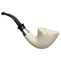 IMP Meerschaum Rusticated Bent Dublin with Silver (with Case and Churchwarden Stem)