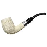 IMP Meerschaum Rusticated Bent Billiard with Silver (with Case)