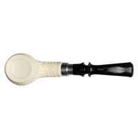 IMP Meerschaum Rusticated Bent Billiard with Silver (with Case)