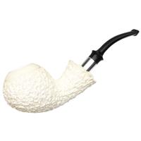 IMP Meerschaum Partially Rusticated Bent Apple with Silver (with Case)