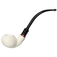 IMP Meerschaum Spot Carved Bent Apple with Silver (with Churchwarden Stem and Case)