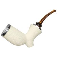 IMP Meerschaum Rusticated Freehand Sitter Reverse Calabash with Silver (with Case)