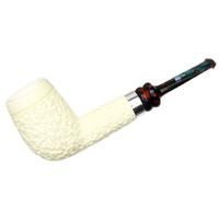 IMP Meerschaum Partially Rusticated Billiard with Silver (with Case)