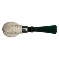 IMP Meerschaum Partially Rusticated Bent Egg with Silver (with Case)