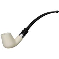 IMP Meerschaum Rusticated Bent Brandy with Silver (with Case and Churchwarden Stem)
