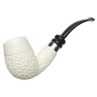 IMP Meerschaum Partially Rusticated Bent Billiard with Silver (with Case)