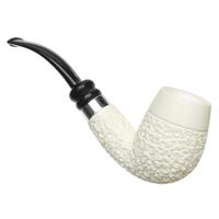 IMP Meerschaum Partially Rusticated Bent Billiard with Silver (with Case)