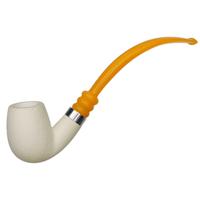 IMP Meerschaum Rusticated Bent Billiard with Silver (with Case and Churchwarden Stem)