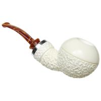 IMP Meerschaum Partially Rusticated Reverse Calabash Rhodesian with Silver (with Pocket Case)