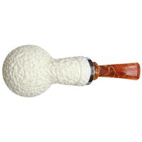 IMP Meerschaum Partially Rusticated Reverse Calabash Rhodesian with Silver (with Pocket Case)