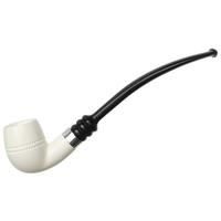IMP Meerschaum Spot Carved Bent Billiard with Silver (with Case and Churchwarden Stem)
