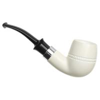 IMP Meerschaum Spot Carved Bent Billiard with Silver (with Case and Churchwarden Stem)