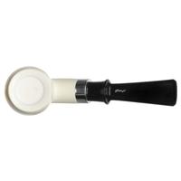 IMP Meerschaum Spot Carved Bent Billiard with Silver (with Case and Churchwarden Stem)