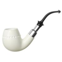 IMP Meerschaum Spot Carved Bent Billiard with Silver (with Case)