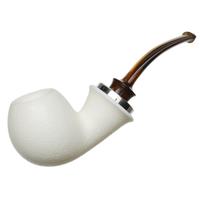 IMP Meerschaum Rusticated Reverse Calabash Bent Apple with Silver (with Pocket Case)