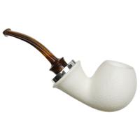 IMP Meerschaum Rusticated Reverse Calabash Bent Apple with Silver (with Pocket Case)