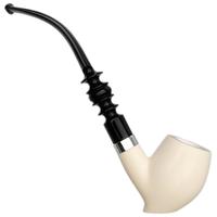 IMP Meerschaum Spot Carved Freehand with Silver (with Case and Churchwarden Stem)