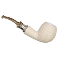 IMP Meerschaum Lattice Bent Apple with Silver (with Case and Churchwarden Stem)