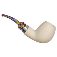 IMP Meerschaum Smooth Bent Billiard with Silver (with Case and Churchwarden Stem)