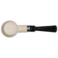 IMP Meerschaum Rusticated Bent Billiard with Silver (with Case)