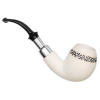 IMP Meerschaum Partially Rusticated Bent Billiard with Silver (with Case)