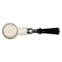 IMP Meerschaum Partially Rusticated Bent Billiard with Silver (with Case)
