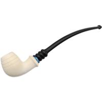 IMP Meerschaum Spot Carved Bent Apple with Silver (with Case and Churchwarden Stem)