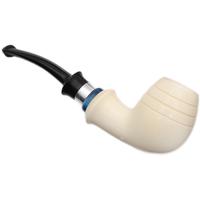 IMP Meerschaum Spot Carved Bent Apple with Silver (with Case and Churchwarden Stem)