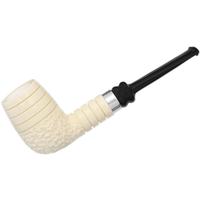 IMP Meerschaum Partially Rusticated Billiard with Silver (with Case)