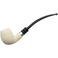 IMP Meerschaum Rusticated Bent Apple with Silver (with Case and Churchwarden Stem)