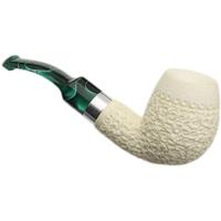 IMP Meerschaum Rusticated Bent Apple with Silver (with Case and Churchwarden Stem)