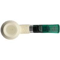 IMP Meerschaum Rusticated Bent Apple with Silver (with Case and Churchwarden Stem)