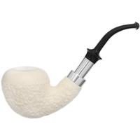 IMP Meerschaum Partially Rusticated Rhodesian with Silver (with Case)