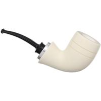 IMP Meerschaum Smooth Reverse Calabash Bent Billiard with Silver (with Case and Extra Stem)