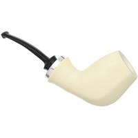 IMP Meerschaum Smooth Paneled Reverse Calabash Bent Egg with Silver (with Pocket Case)