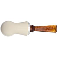 IMP Meerschaum Smooth Reverse Calabash Bent Billiard with Silver (with Pocket Case)