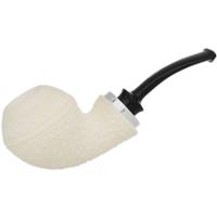 IMP Meerschaum Rusticated Reverse Calabash Rhodesian with Silver (with Case)