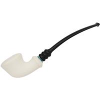 IMP Meerschaum Smooth Bent Dublin with Silver (with Case and Churchwarden Stem)