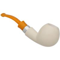IMP Meerschaum Smooth Bent Apple with Silver (with Case and Churchwarden Stem)
