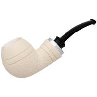 IMP Meerschaum Partially Rusticated Reverse Calabash Bent Apple with Silver (with Case)
