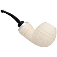 IMP Meerschaum Partially Rusticated Reverse Calabash Bent Apple with Silver (with Case)