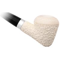 IMP Meerschaum Rusticated Bent Dublin Churchwarden with Silver (with Case)