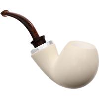 IMP Meerschaum Smooth Reverse Calabash Bent Egg with Silver (with Pocket Case)