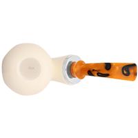 IMP Meerschaum Lattice Reverse Calabash Paneled Bent Dublin with Silver (with Pocket Case)