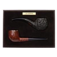 Castello La Coppia 2 Pipe Set (with Leather Box)