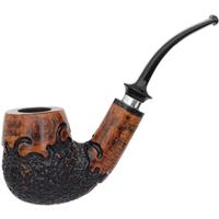Nørding Giant Classic Partially Rusticated Bent Billiard with Silver (C)