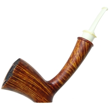 Pete Prevost Smooth Long Shank Sitter with Amboyna Burl and Bakelite