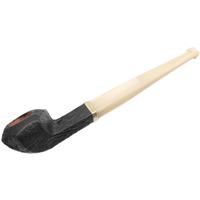 Old German Clay Retro Briar Sandblasted Paneled Bulldog with Horn Stem